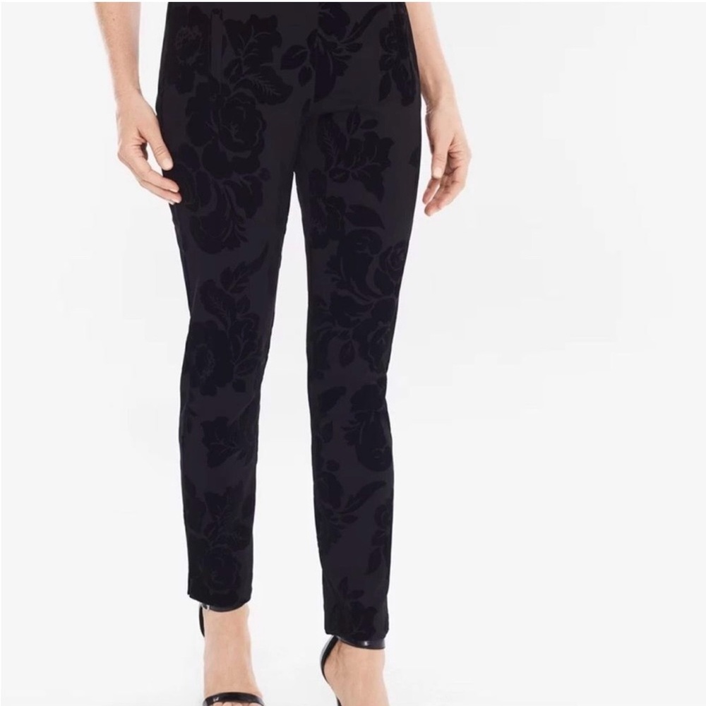 Chico's Black Floral Skinny Pants